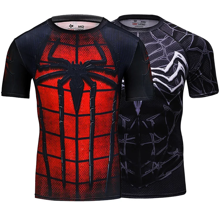Cody Lundin Black Spiderman Custom Shirt Polyester Spandex Short Sleeves Compression T Shirt