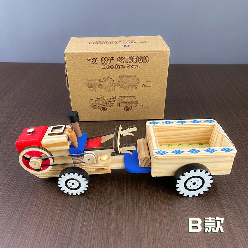 Wood Craft Kits practical ability Transport tractor toys tractor children toys Manufacturer customized wooden assembly