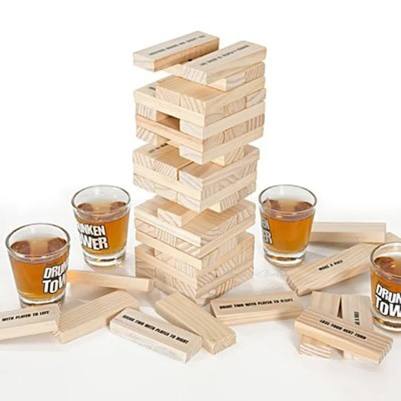 
Design Party Tumbling Tower Wooden Block Jengas Drinking Game Building Blocks Table Timber Toy Night Club Party For Adult 