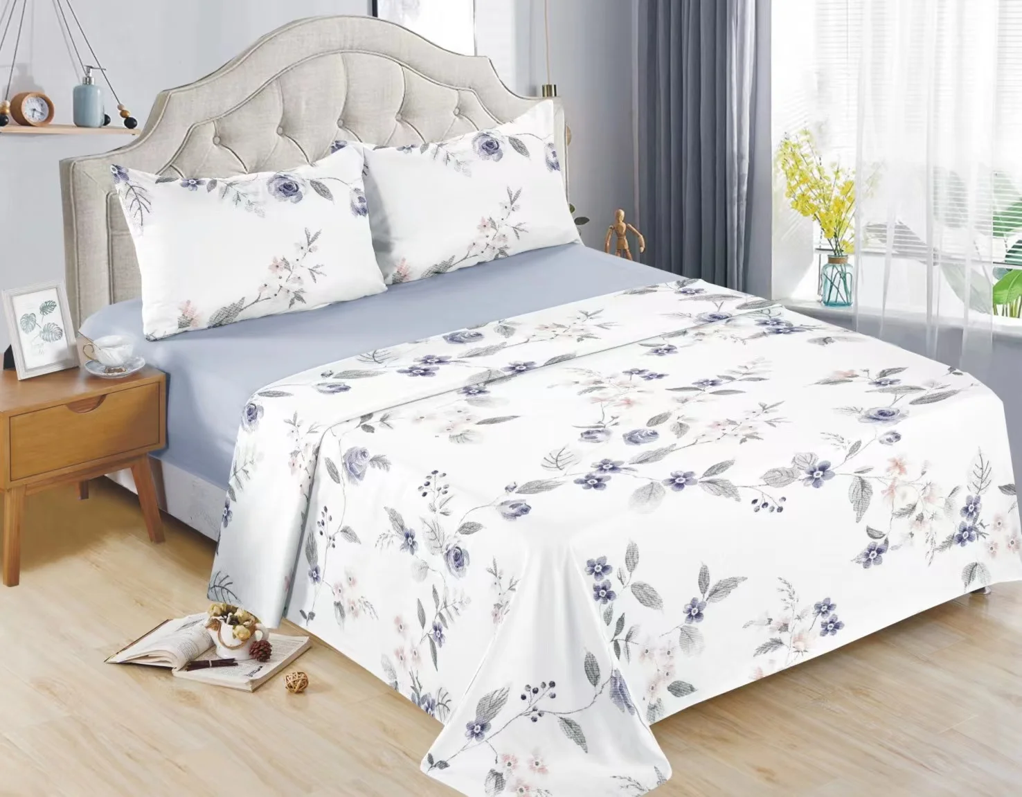 chinese custom  printed  microfiber use stock fabric mix designs beed sheet set