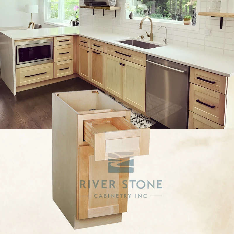American Warehouse In Stock 10x10 Modern Birch Essence Kitchen Storage Cabinets Ready To Assemble With Doors