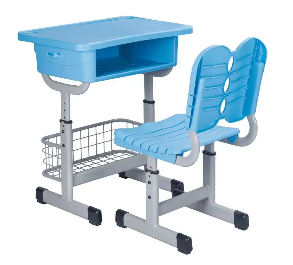 Adjustable Single School Furniture Essential Student Desk and Chair Set for Classrooms