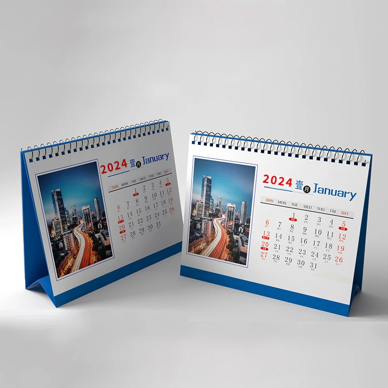 Free Sample Wholesale Custom Small Size Spiral Binding Aluminum Calendars Folding Perpetual Desk Calendars For Promotion Gift
