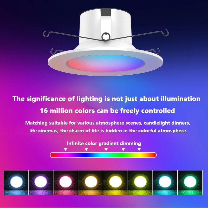 Recessed Commercial household Ceiling Rgb Led Down Lights Smart Led Downlights recessed lighting