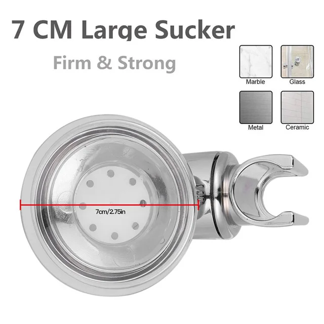 Universal Adjustable Hand Shower Holder Suction Cup Holder Full Plating Shower Rail Head Holder Bathroom Bracket Stable rotation