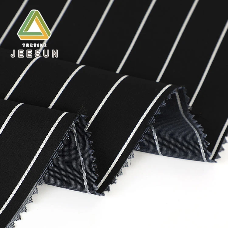  Great smooth lustre soft comfortable black stripe acetate polyester fabric for