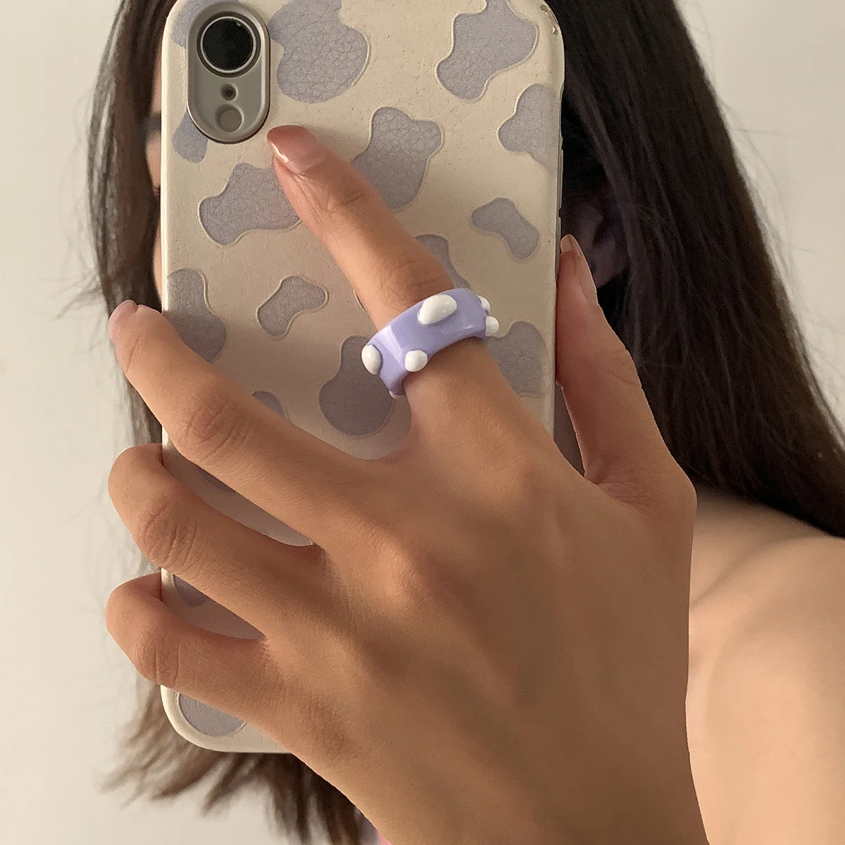 Fashion Cute Green Frog Acrylic Ring for Female Girl Simple Stackable Jewelry Lovers Gifts Animal Resin Rings