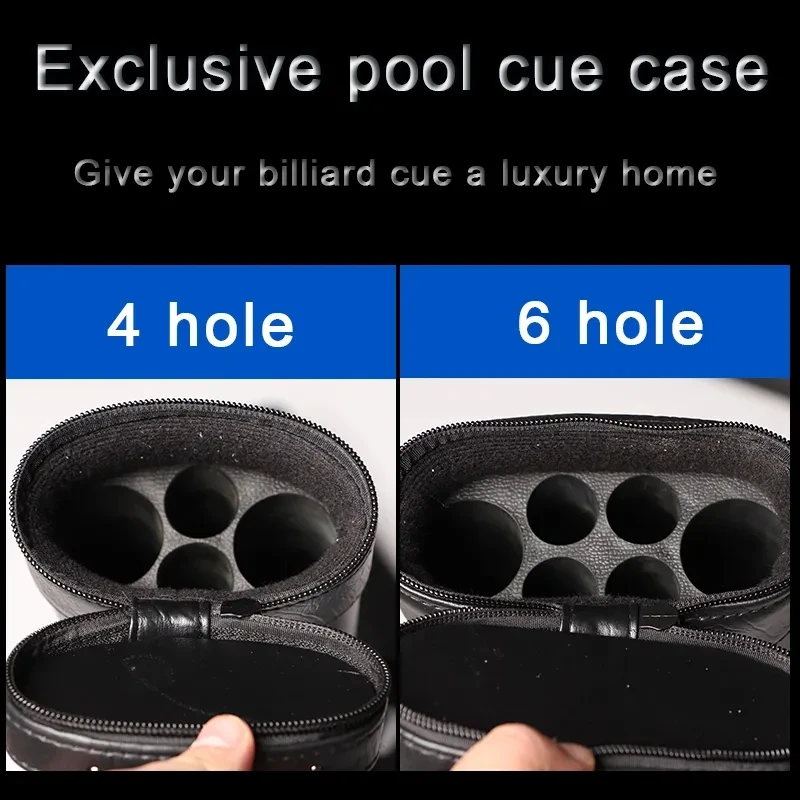 Customizable1/2 Split  Pool Cue Case Bag Soft Carry Sturdy Wear Resistant Embroidery PU Leather 2 Holes/ 4Holes / 6Holes