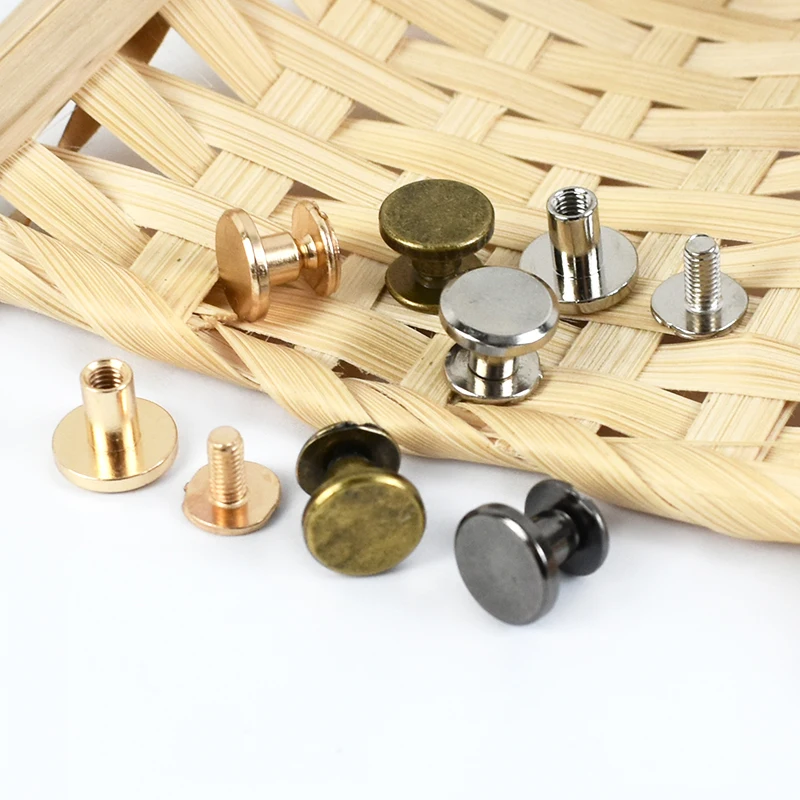 Meetee BF007 5-8mm Account Book Rivet Handbag Strap Accessories Bag Chain Screws Decor Flat Nail Rivet Ring Buckle Studs