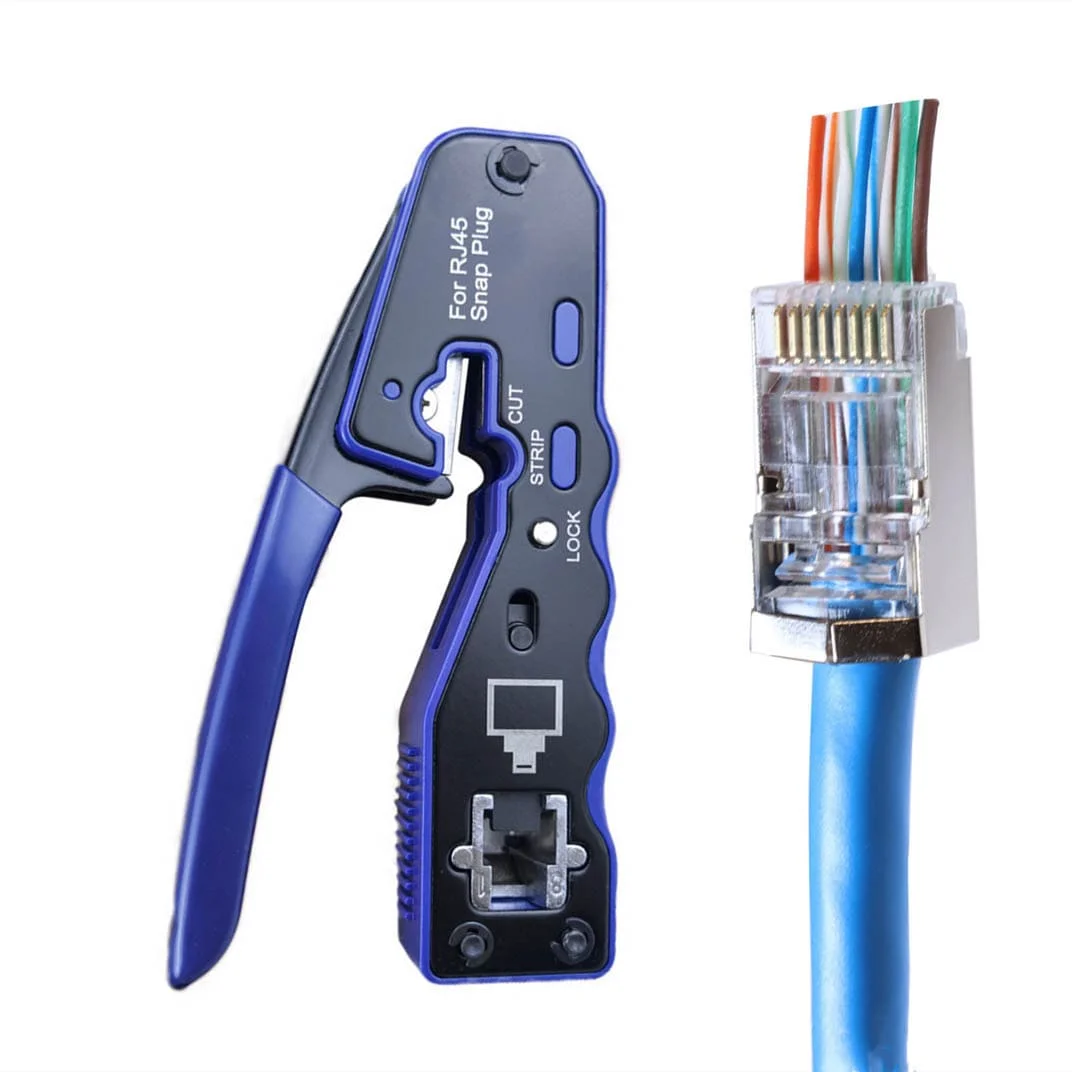Обжимной инструмент RJ45 проходной обжимной Ethernet все в одном для зачистки