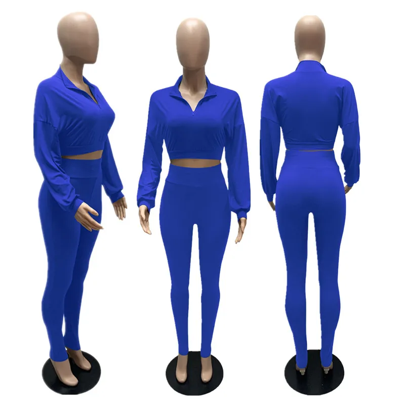  2021 Autumn Winter Long Sleeve Sport Set High Waist Bodycon Leggings And Top 2 Piece Fall