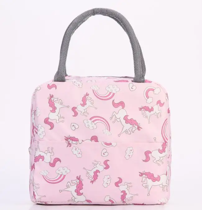 Hot selling girls' aluminum foil cartoon lunch bag Unicorn Flamingo cute pink lunch bag