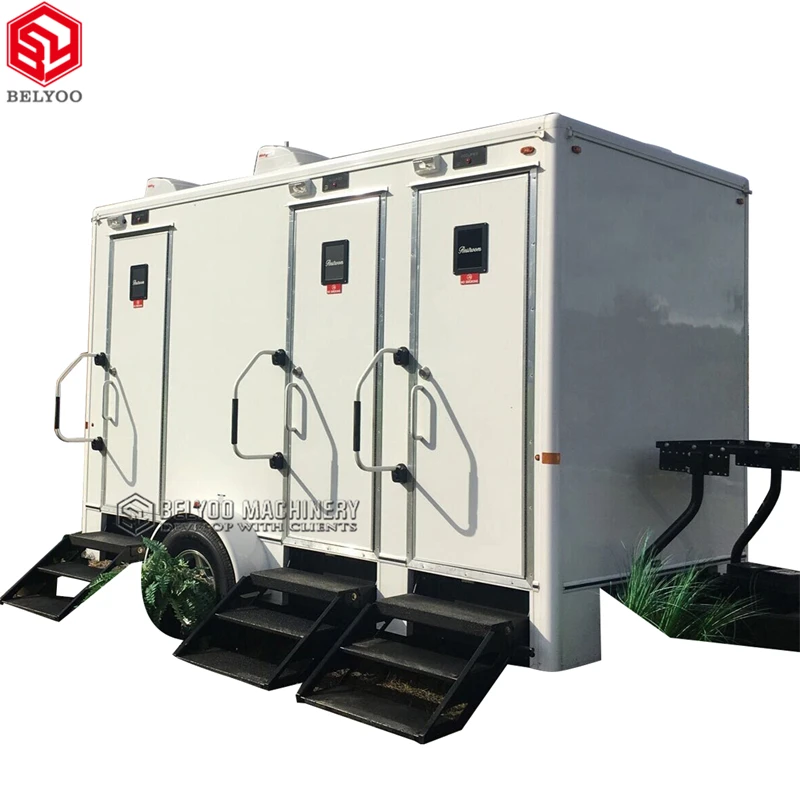 Belyoo Factory Price Mobile Vip Restroom Portable Toilet Trailer Washroom Fair Cabin Bathroom Trailer