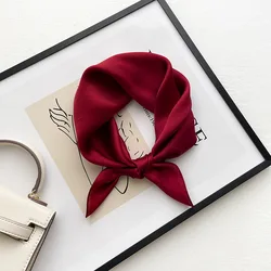 Thin Small Square Scarf Women Korean Edition Simple Temperament Small Scarf 53 cm Pure Color Silk Scarf