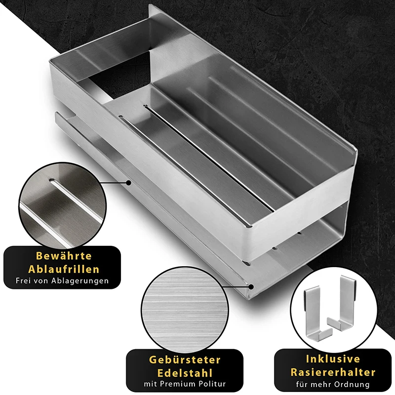 Free shipping 304 Stainless Steel Self Adhesive Shower Shelf Bathroom Shower Caddy Bath Storage Shelf Brushed/Black