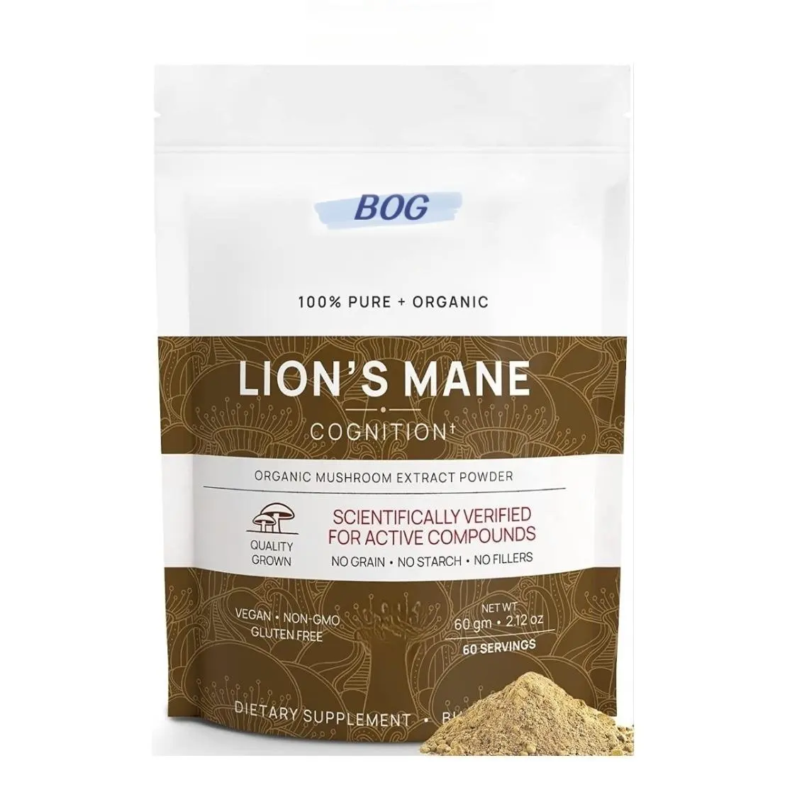 Private Label Mushroom Powder by Lion Mane Chaga Rhodiol & Ashwagandha for Men & Women Energy Focus Positive Mood&Immune Support