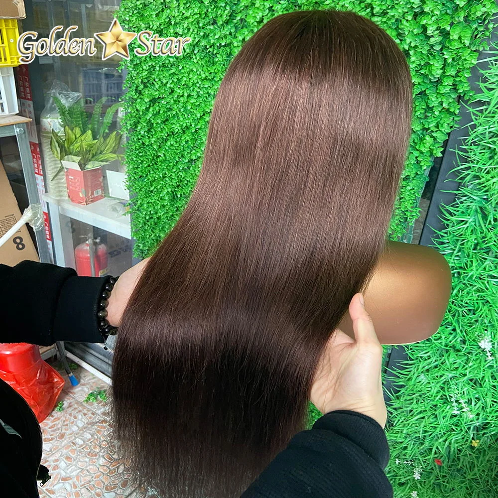 GD Hot Honey Brown Silky Straight Deep Part Lace Front Wig,Virgin Human Hair Custom #4 Color 4x4 Closure Wig