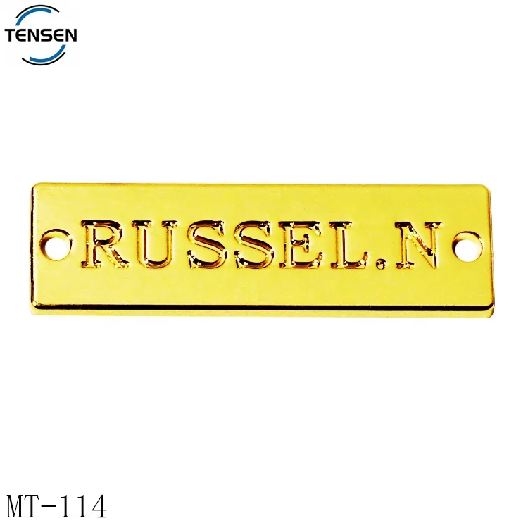fashion clothing tag logos metal tag scarf custom engraving letter metal label plate for bikini