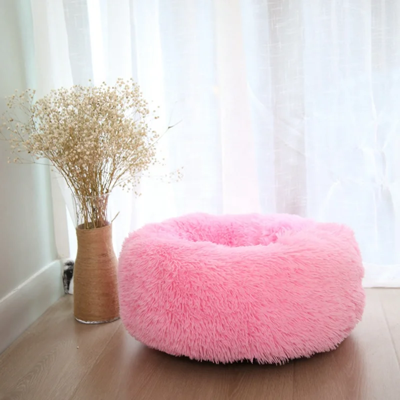 
Faux Fur Ultra Soft Washable Dog Cushion Cat Bed Pet Beds Washable Plush Round Luxury Dog Bed 