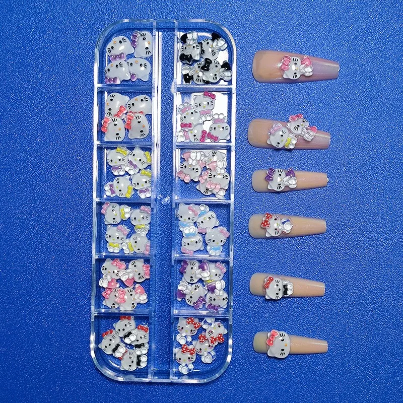 Foretrend 12 Grids Best selling  helloed a school nails nail stickers helloed a kitty souvenirs gift