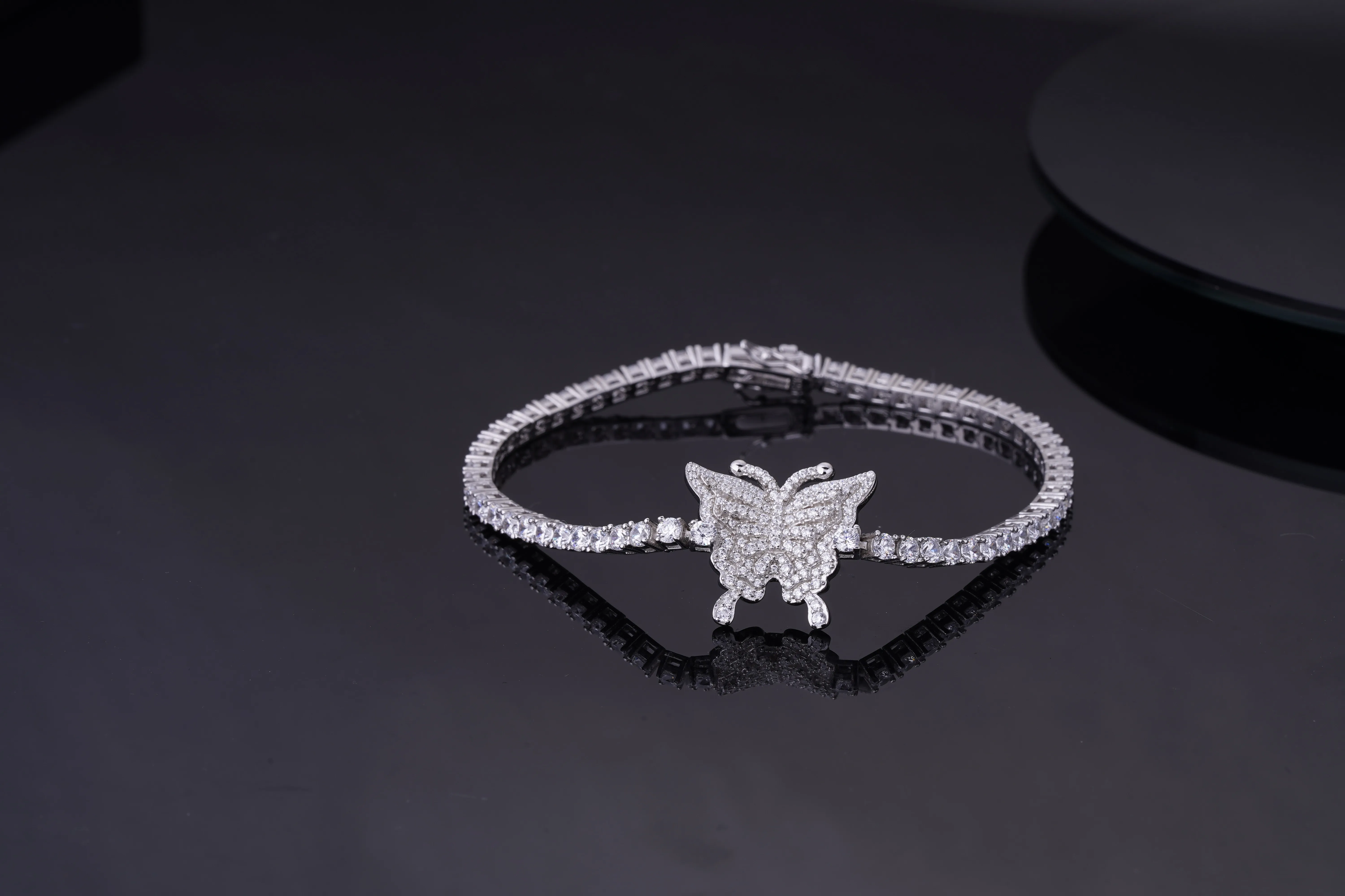 2024 Hot Hip Hop Jewelry 925 Sliver Iced Out Moissanite Bling Butterfly Tennis Cain Bracelet Bangles For Men