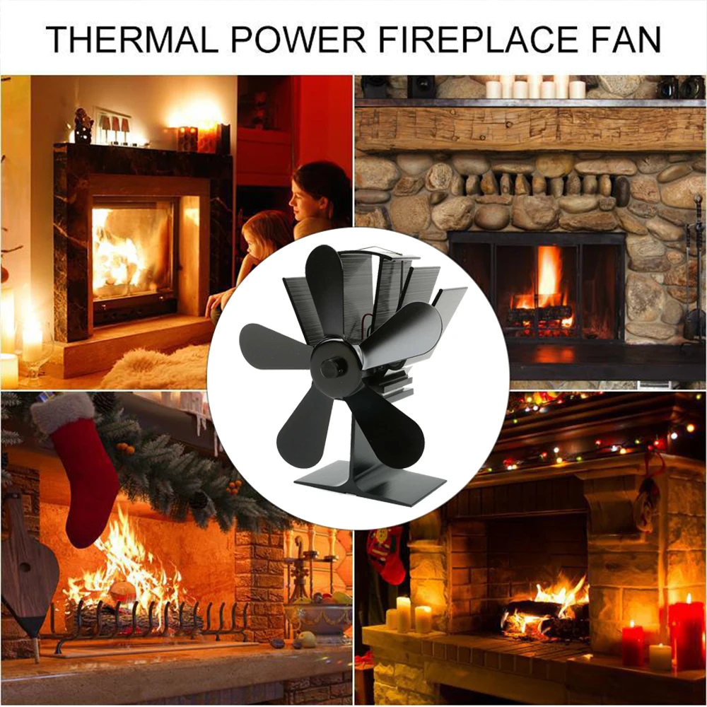 Dropshipping from Australia Warehouse within 24 Hours,Aluminum 5 Blade Leaf Heat Powered Stove Fireplace Fan