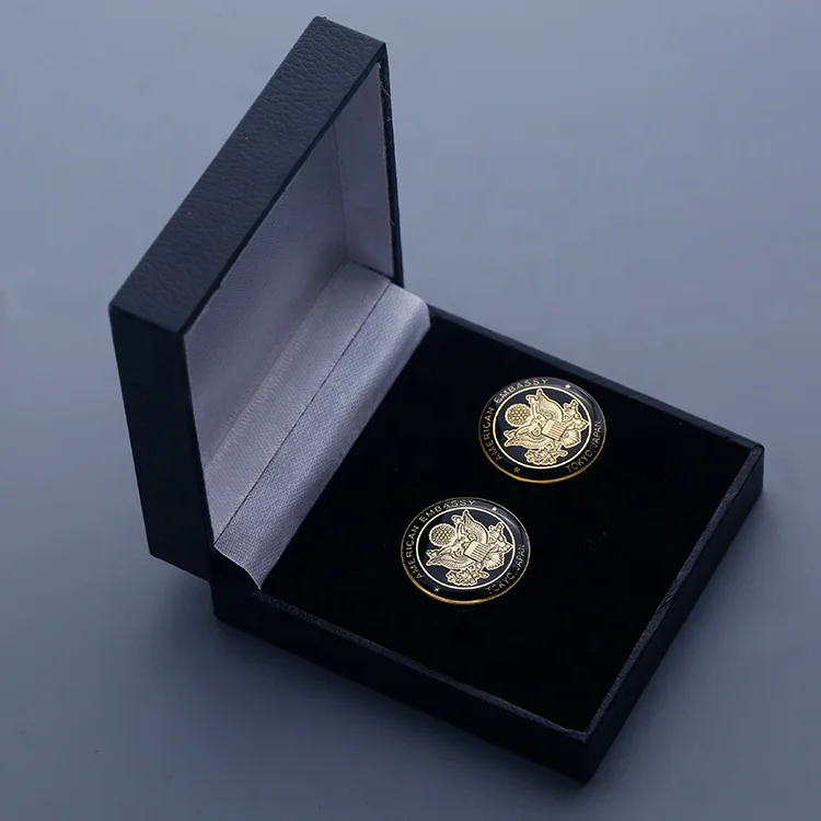 custom gold plated metal soft enamel logo coated epoxy fashion cuff links tie clips