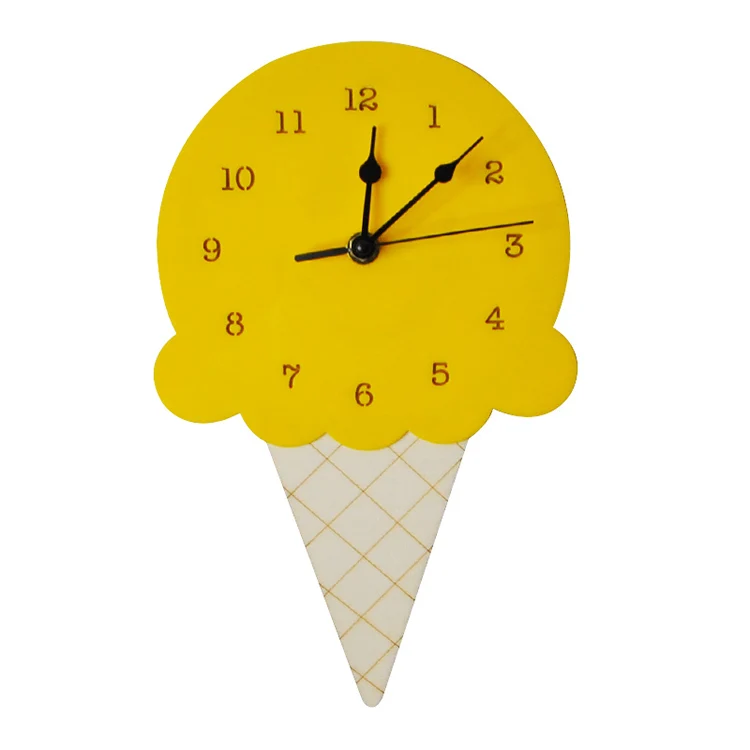 ins nordic ice cream wooden acrylic home decorations wall clock student children kids room decor
