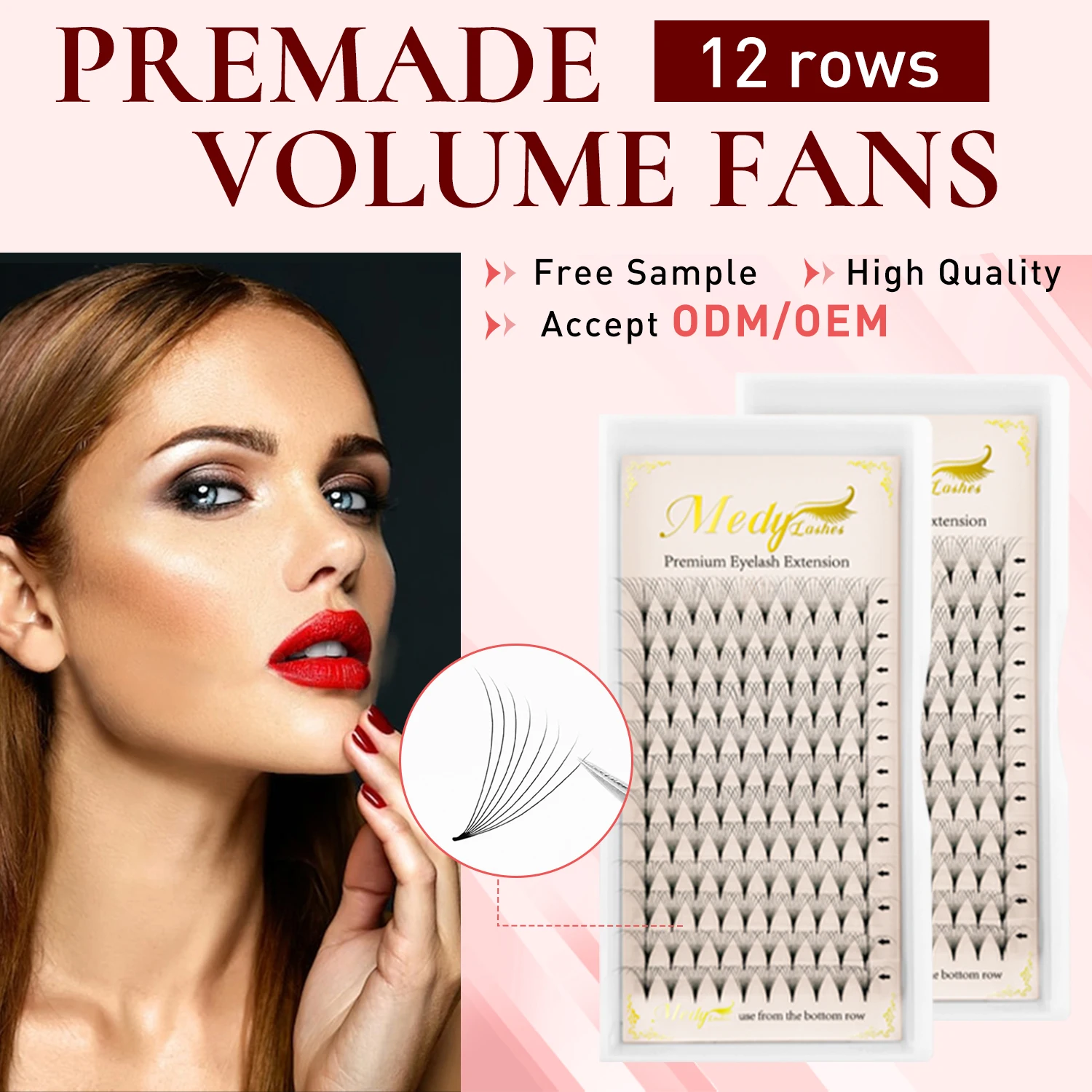 factory wispy premade volume fans eyelash extension promade korean pbt faux mink silk volume hand made short stem fan eyelashes