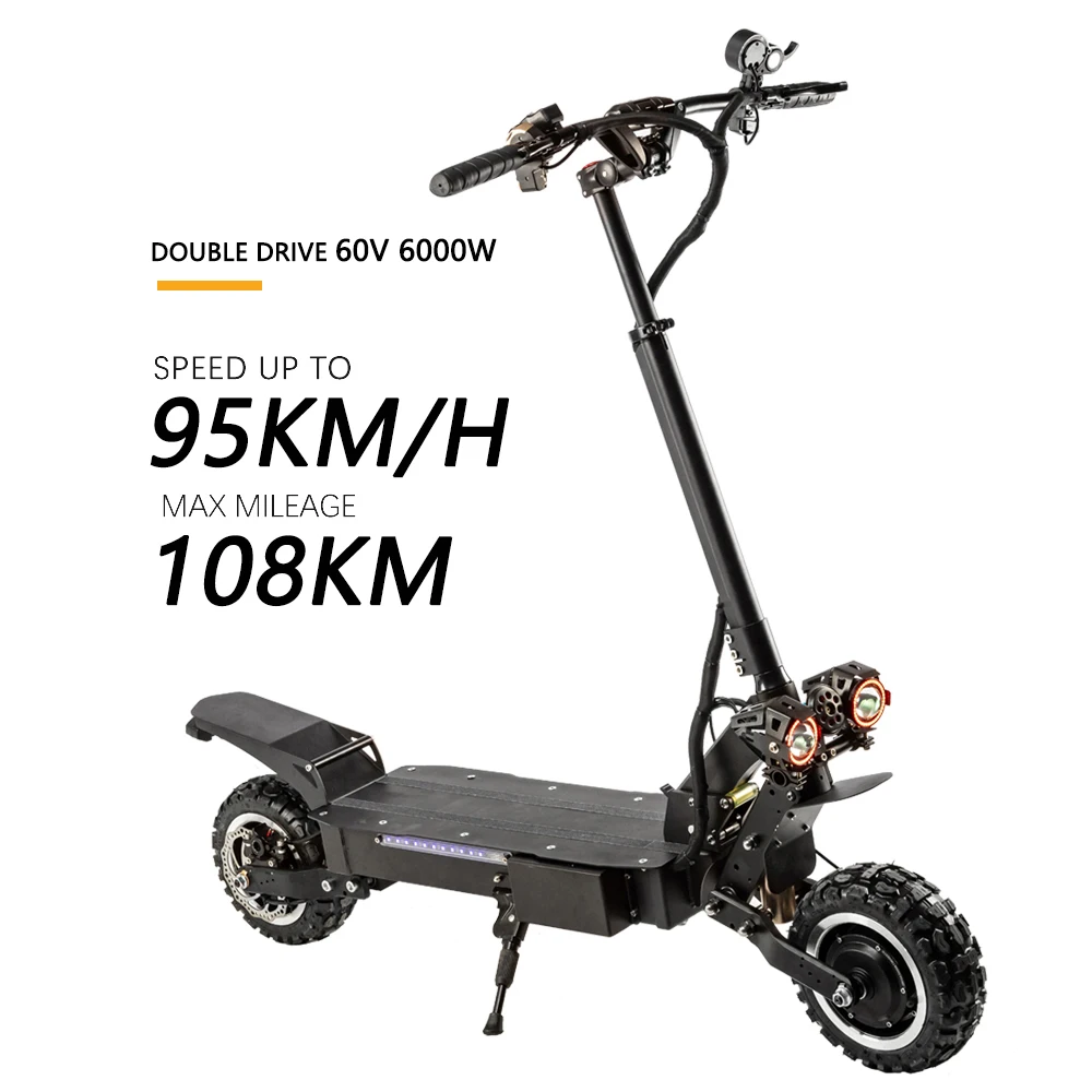 108KM Long Range Off Road Electric Scooter 95KM/H Fast Speed 60V 6000W Halo Knight T108