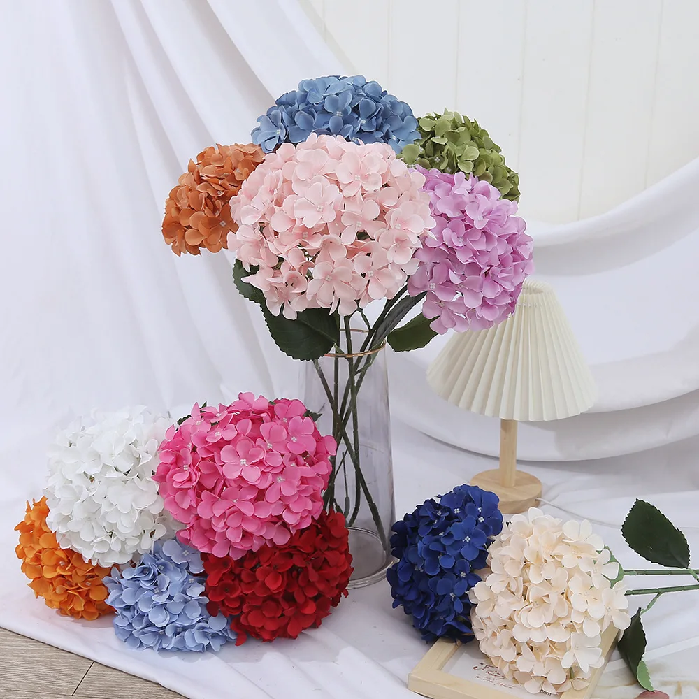 ZhiXia 2024 New fake silk fabric real touch hydrangea green white hydrangea artificial flower for Hotel wedding decoration
