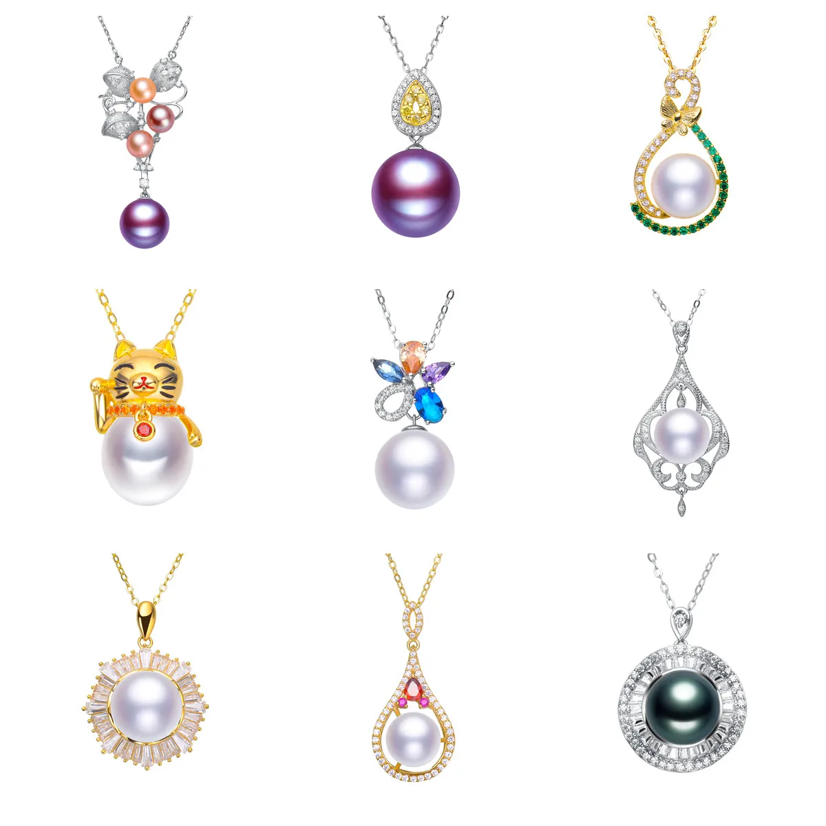 Factory Price Flower Hawaiian Trendy Pendent Gold Real Fresh Water Clavicle Charm Pearls And Beads Necklace