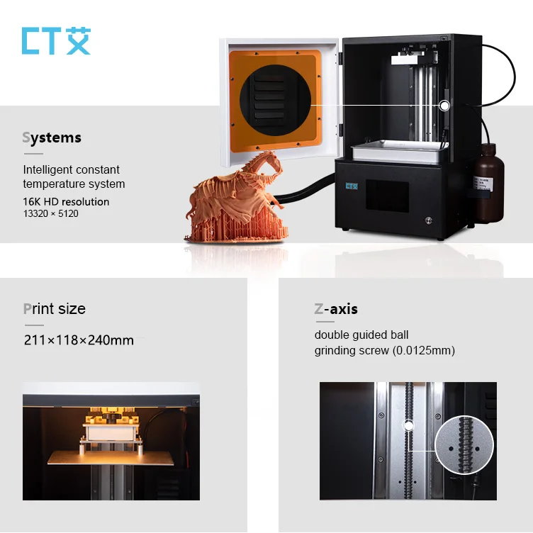 Оптовая продажа 3D-принтер из смолы с 10-дюймовым 16-каратным моно большим объемом печати 330*355*575 мм ЖК-3D-принтером