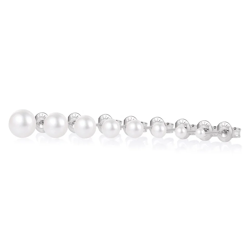 Cubic Zirconia 3mm 4mm 5mm 6mm 7mm 8mm Silver Earring Set Hypoallergenic Round Shape Diamond Rhodium Plated Stud Earrings