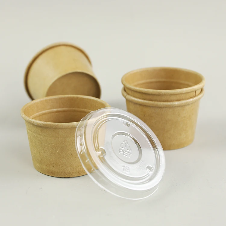 Small Paper Biodegradable 4oz  Sauce Cup Disposable Paper Souffle Portion Cup