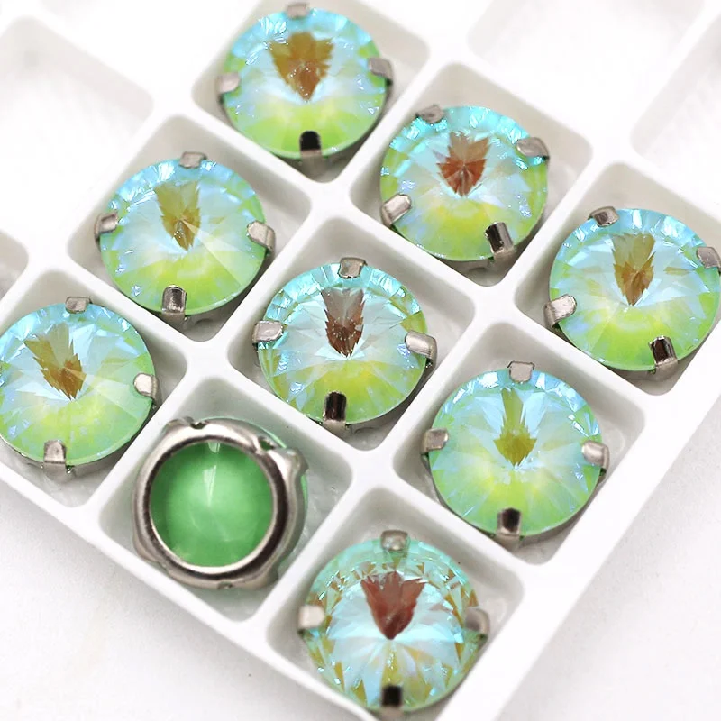 K9 Glass Mocha Fluorescent Round Shape Flatback Sewing Rhinestones