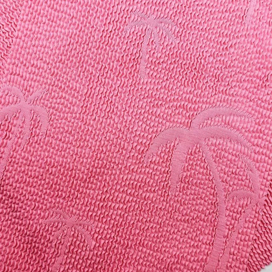 XA3463-TR recycled textured pattern palm tree knitted seersucker crinkle swimwear bikini fabric elastic 4 way stretched