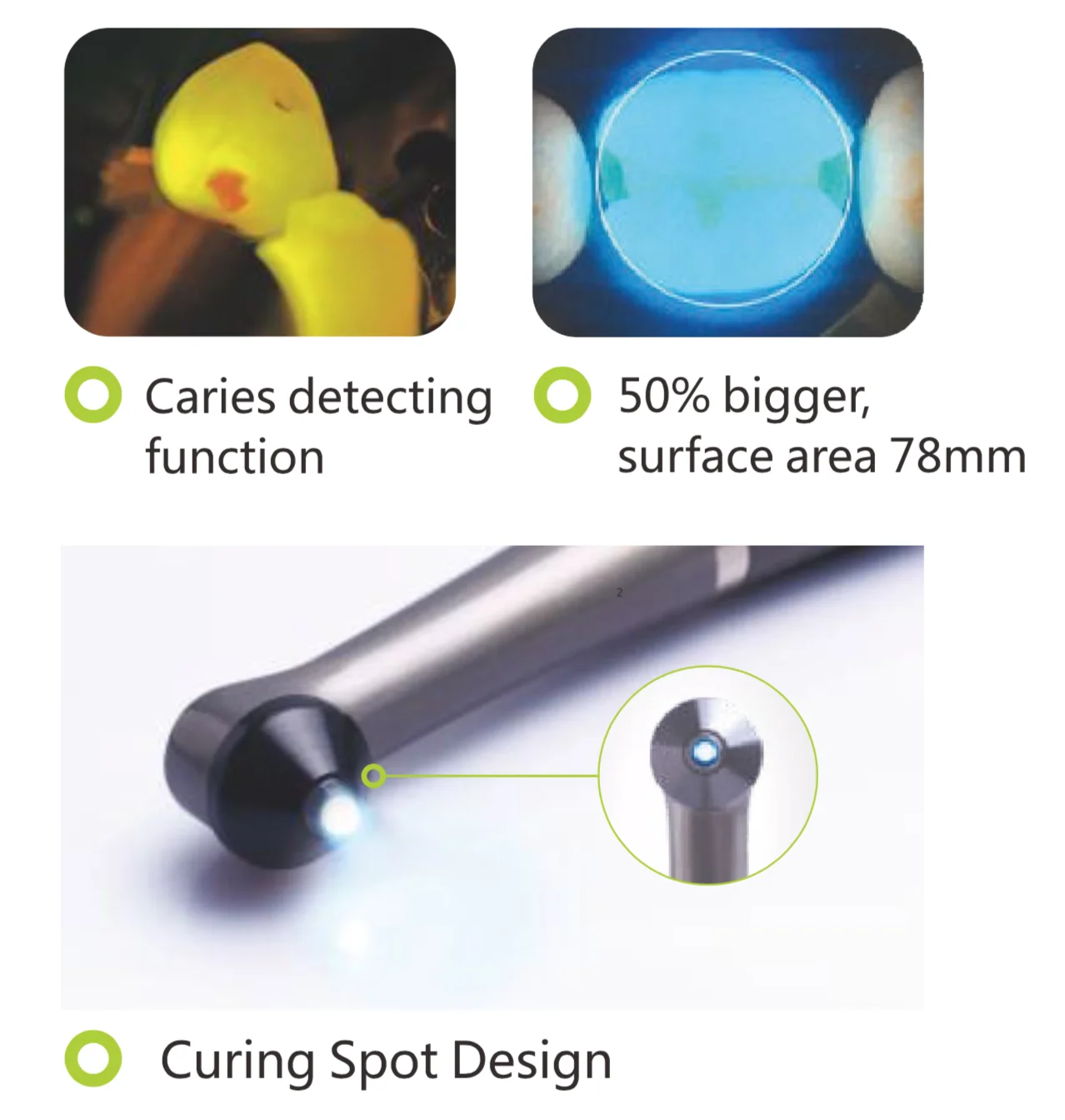 3200 W/cm2 Dental Wireless LED 1 Sec Curing Light Cure Lamp with Caries Detector VRN-VAFU Wireless charging