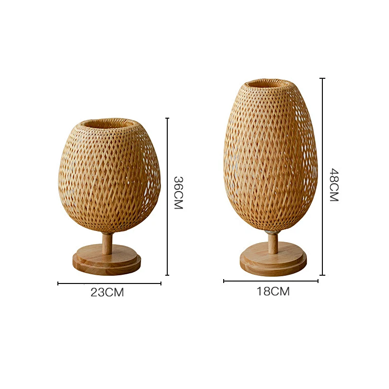 Farmhouse Handwoven Natural Lantern Bedside Decorative Ambiance Lamps Bamboo Table Lamp