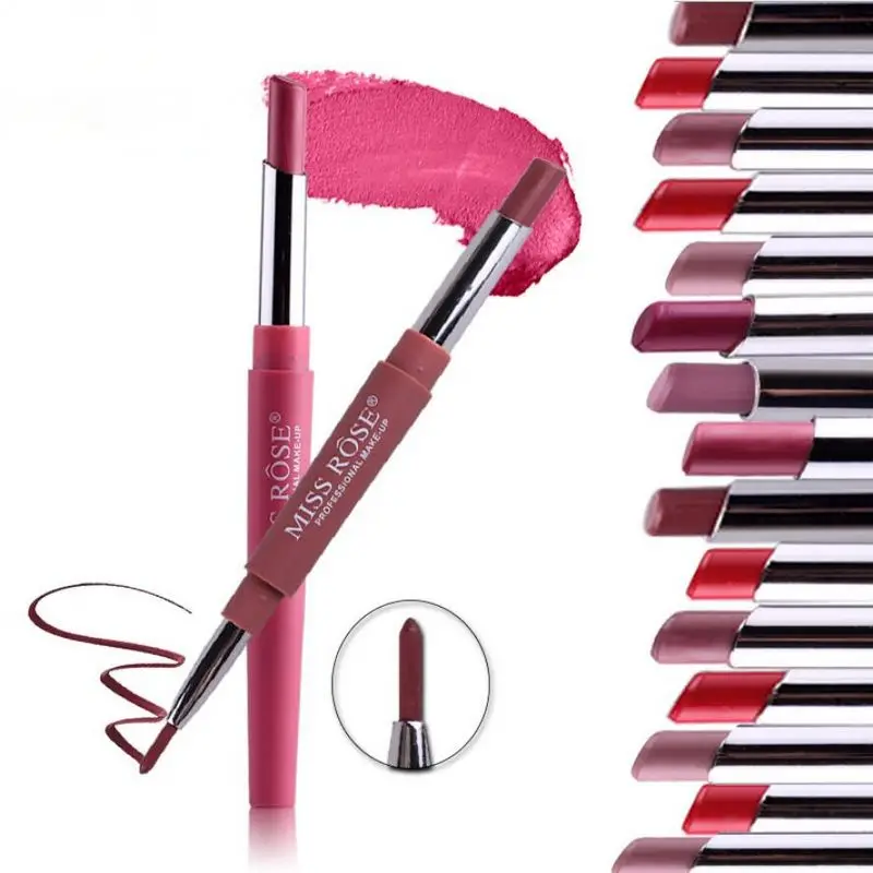 Miss Rose 20 Colors 2 in 1 Long-lasting Lip Liner Matte Lip Pencil Waterproof Moisturizing Lipsticks Makeup Contour Cosmetics