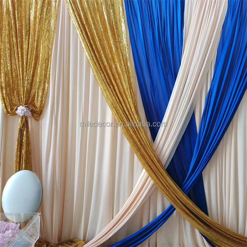 Premium Pipe Drape Products Wedding Curtain  Wedding Backdrop 3m*6m Marriage Stage Curtain For Event