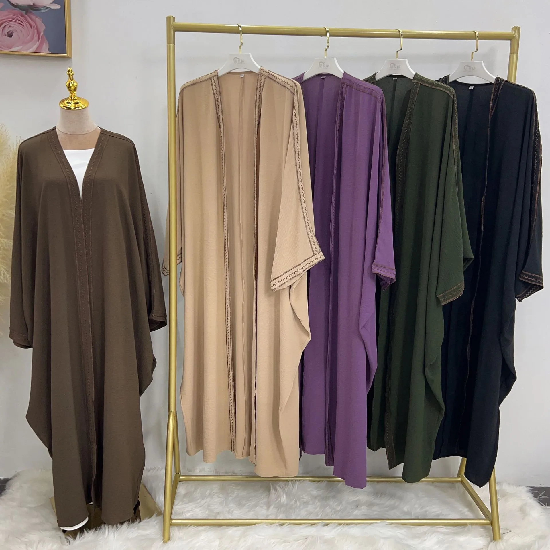 Фиолетовый вышитый стиль джалабия Индонезия оптом mukhavar Turki Abaya