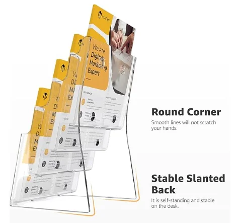 Acrylic Brochure Holder Display Stand Acrylic Sign Display Stand Acrylic Point of Purchase Display Stand for Office