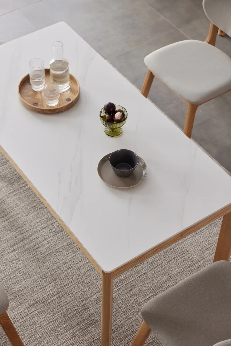 Cheap 4 Chairs Dining Room Table and Chair Set Modern Classic OAK Wood Dining Table Set