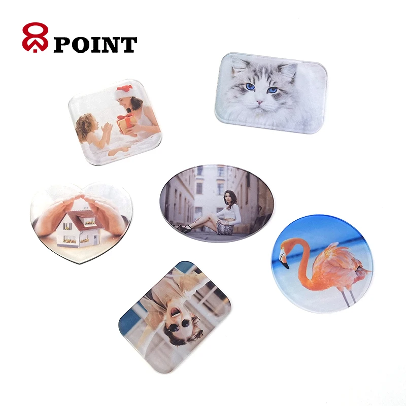 Different shapes sublimation Acrylic magnet Clear fridge magnetic sticker blank Refrigerator sticker