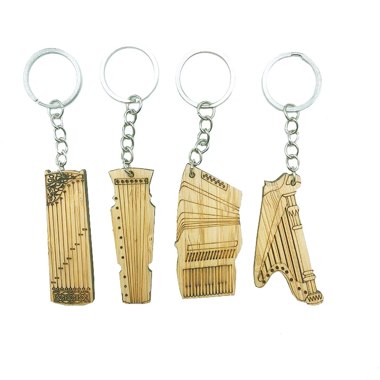Customized Logo bamboo wooden key chain manufacturer selling real bamboo  special-shaped  keychain Key pendant