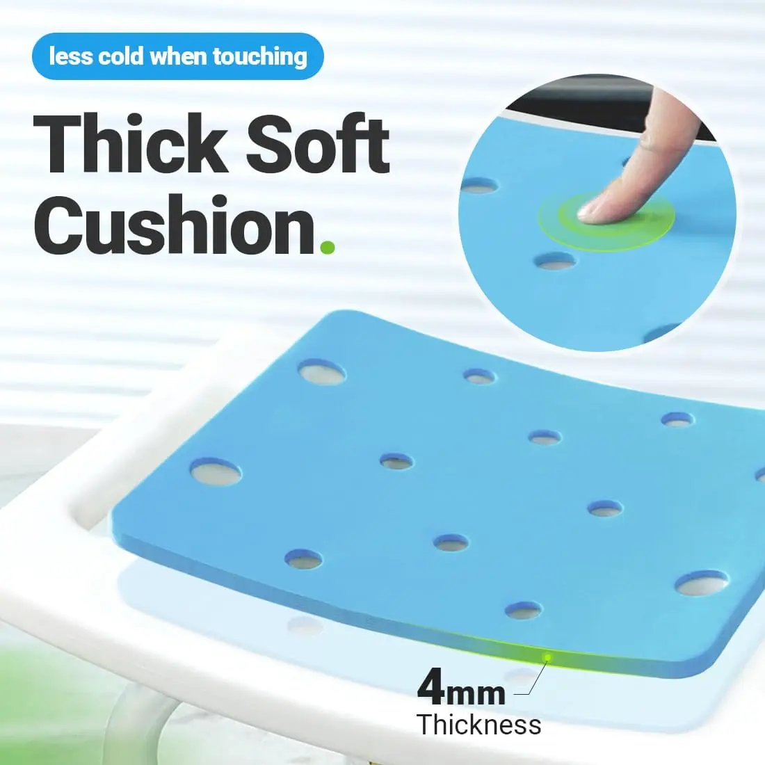 Shower Stool Bath Seat Chair, Tool-Free Assembly Height Adjustable Bath Bench with Padded Seat for Seniors, Disabled