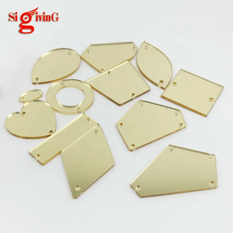 Factory Supply Acrylic Mirror Round Stones Flat Back Customized Mirror Sew On Crystal Rhinestone Non Hotfix Stones