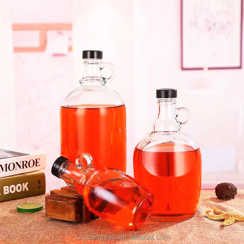 Wholesale 500ml 1000ml maple syrup transparent glass bottles with screw caps