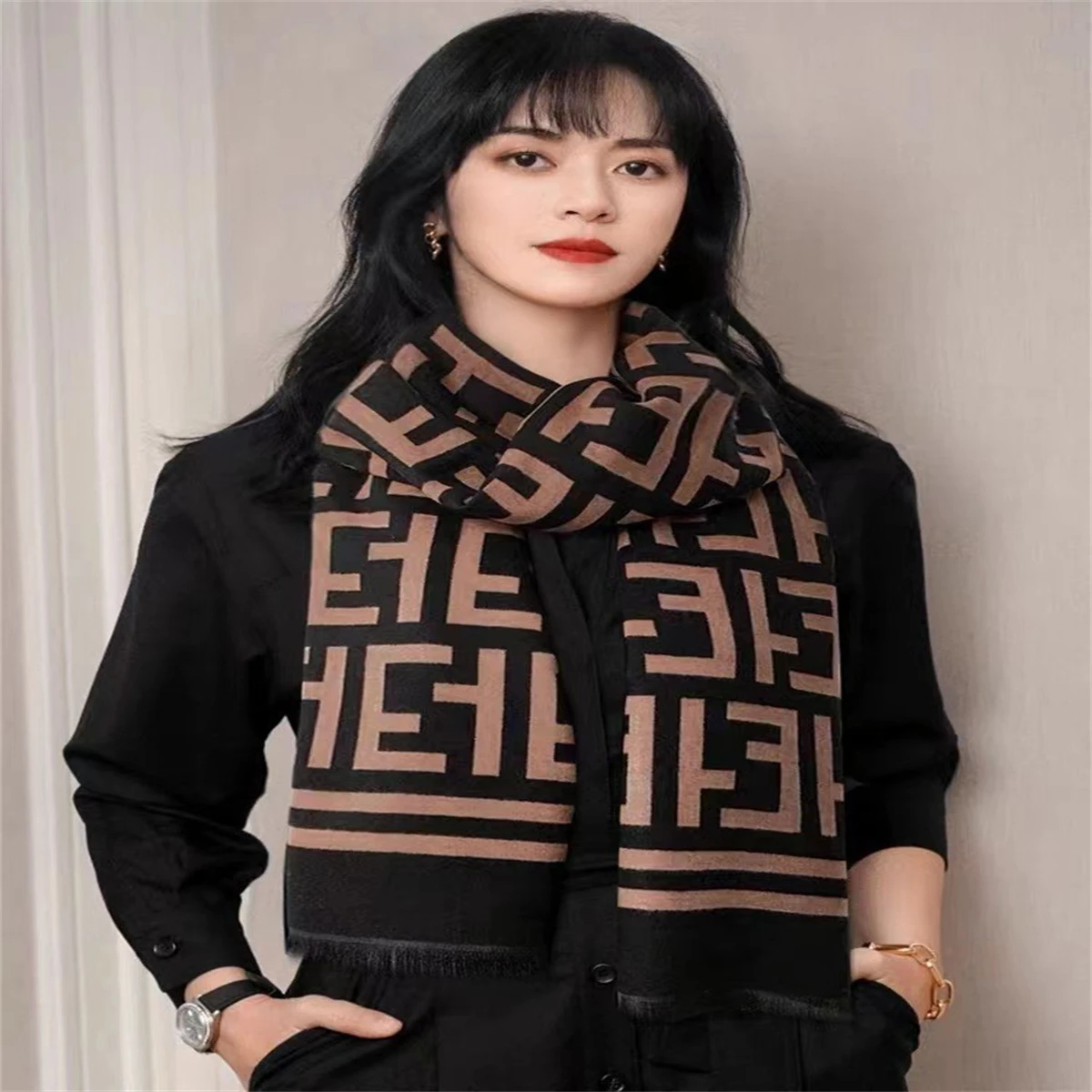 2024 new design winter warm tartan winter wedding shawl luxury designer women cashmere feel pashmina shawls scarves